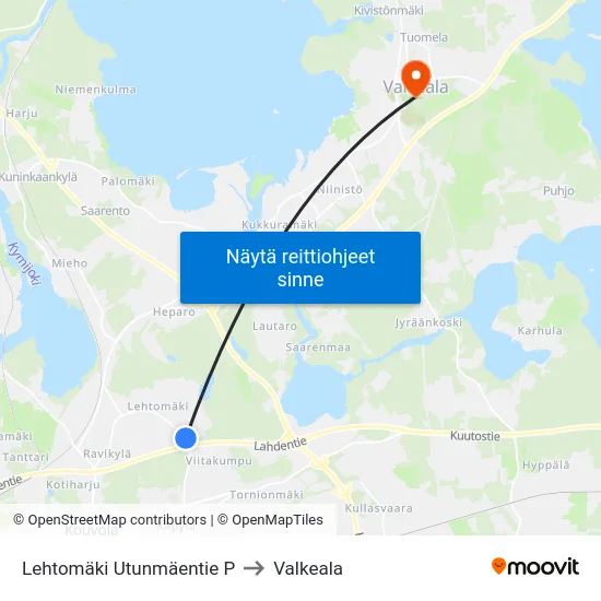 Lehtomäki Utunmäentie P to Valkeala map