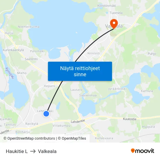 Haukitie L to Valkeala map