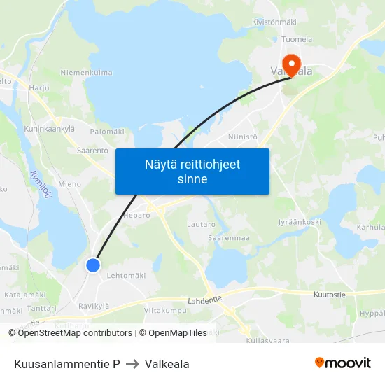 Kuusanlammentie P to Valkeala map