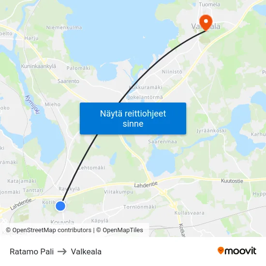 Ratamo Pali to Valkeala map