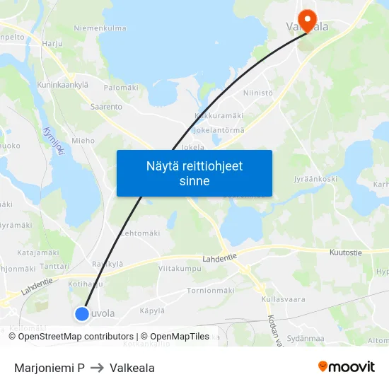 Marjoniemi P to Valkeala map