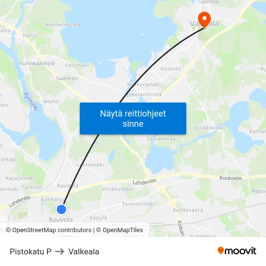 Pistokatu P to Valkeala map