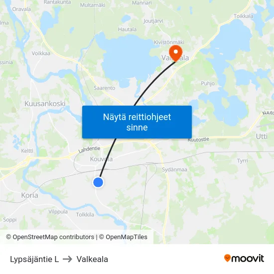 Lypsäjäntie L to Valkeala map