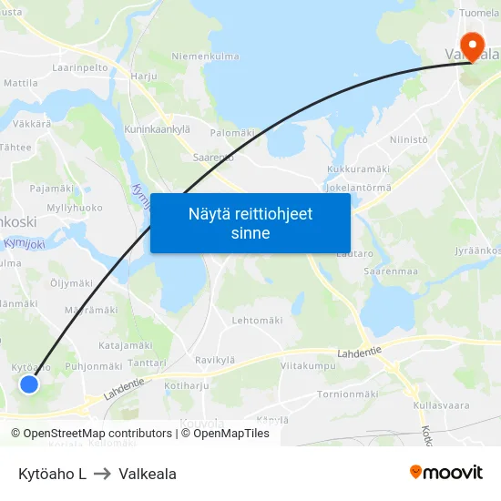 Kytöaho L to Valkeala map