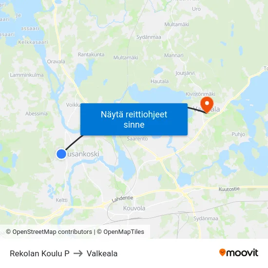Rekolan Koulu P to Valkeala map