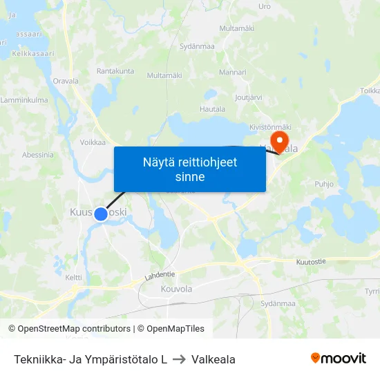 Tekniikka- Ja Ympäristötalo L to Valkeala map