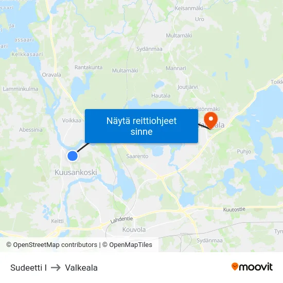 Sudeetti I to Valkeala map