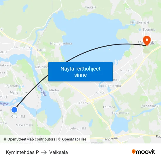Kymintehdas P to Valkeala map