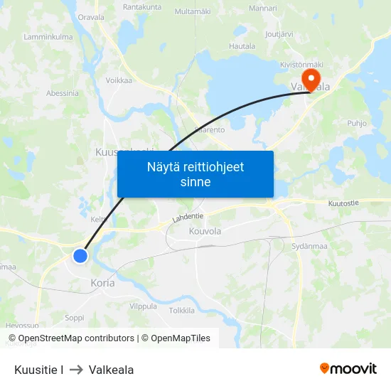Kuusitie I to Valkeala map
