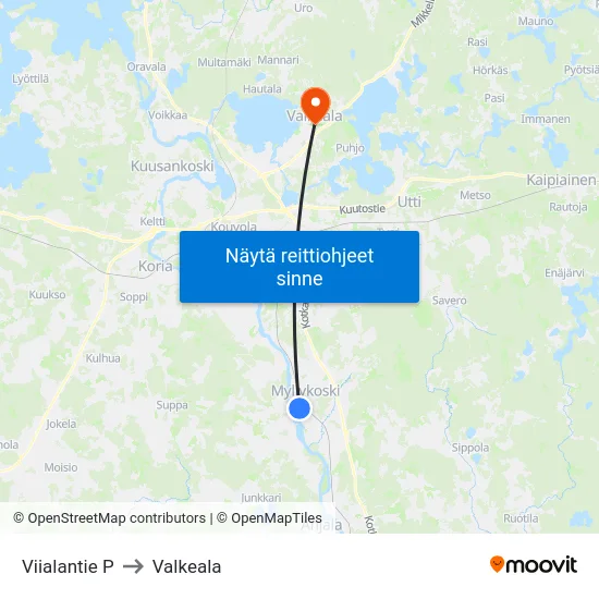 Viialantie P to Valkeala map