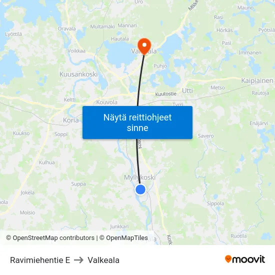 Ravimiehentie E to Valkeala map