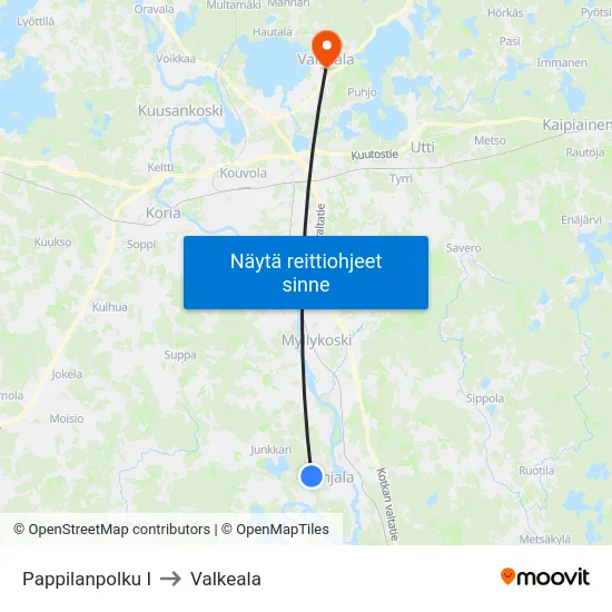 Pappilanpolku I to Valkeala map