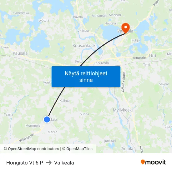 Hongisto Vt 6 P to Valkeala map