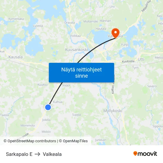 Sarkapalo E to Valkeala map
