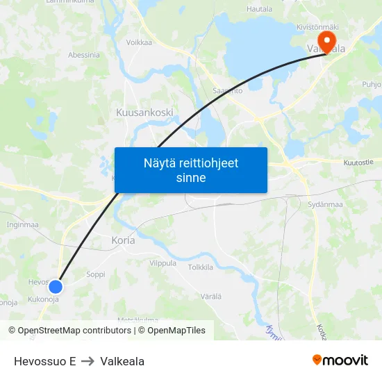 Hevossuo E to Valkeala map