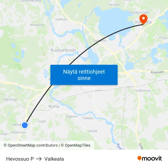Hevossuo P to Valkeala map