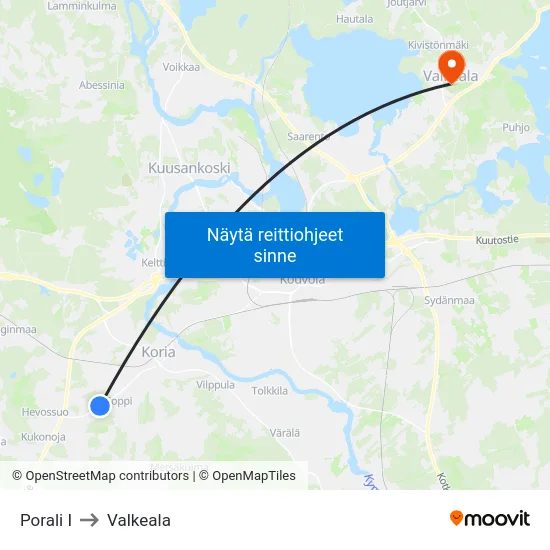 Porali I to Valkeala map