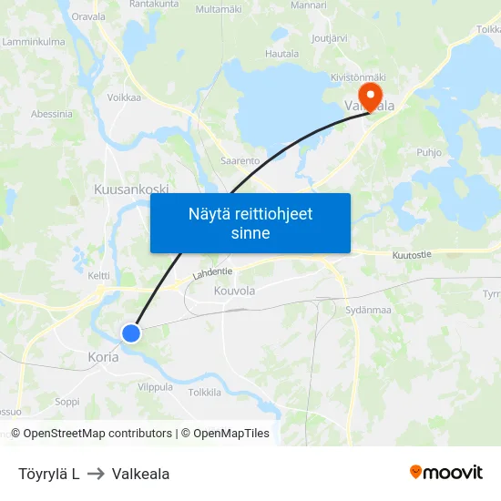Töyrylä L to Valkeala map