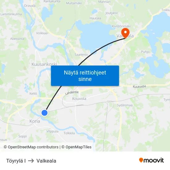 Töyrylä I to Valkeala map