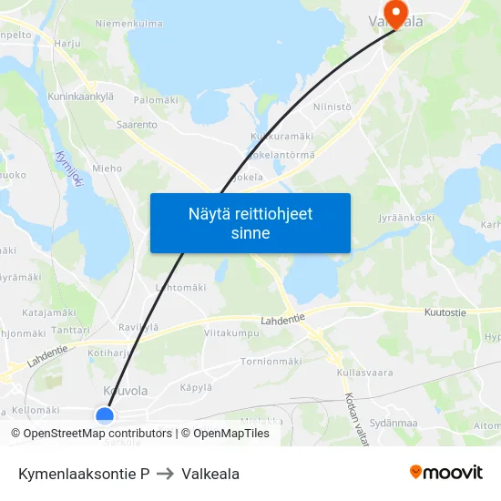 Kymenlaaksontie P to Valkeala map