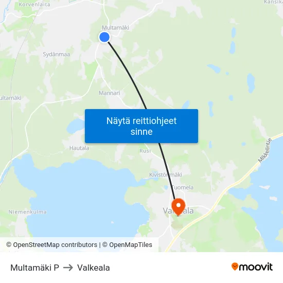 Multamäki P to Valkeala map