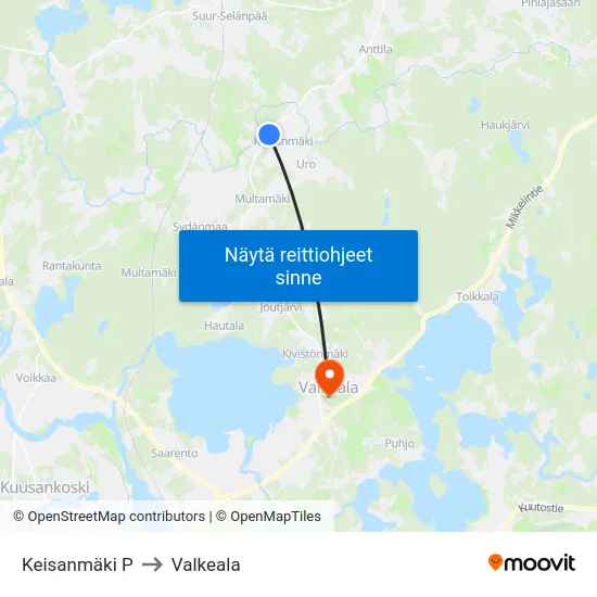 Keisanmäki P to Valkeala map