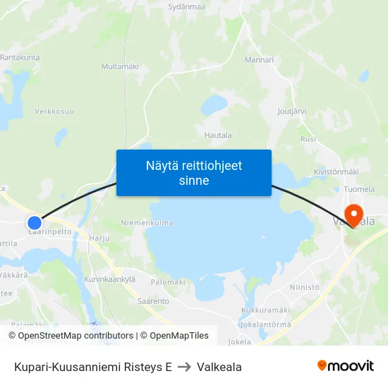 Kupari-Kuusanniemi Risteys E to Valkeala map