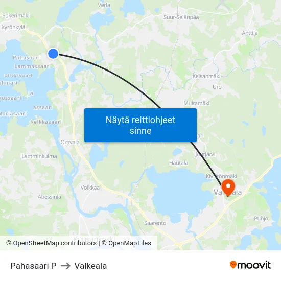 Pahasaari P to Valkeala map