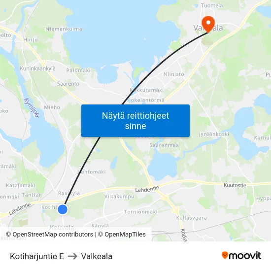 Kotiharjuntie E to Valkeala map