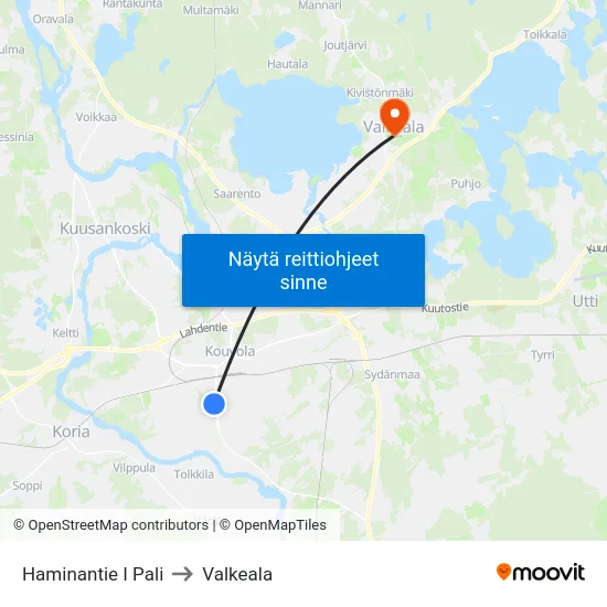 Haminantie I Pali to Valkeala map
