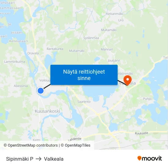 Sipinmäki P to Valkeala map