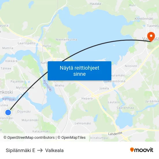 Sipilänmäki E to Valkeala map