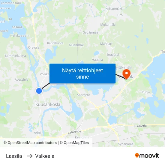 Lassila I to Valkeala map