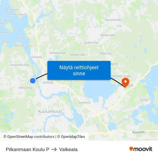 Pilkanmaan Koulu P to Valkeala map