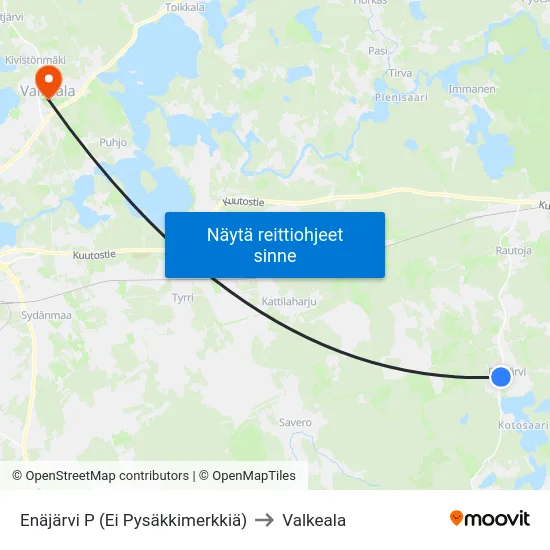 Enäjärvi P (Ei Pysäkkimerkkiä) to Valkeala map