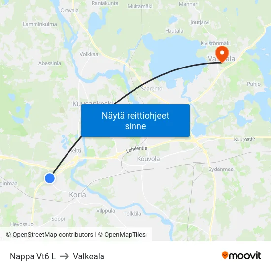 Nappa Vt6 L to Valkeala map