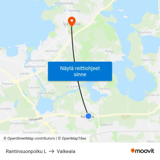 Rantinsuonpolku L to Valkeala map