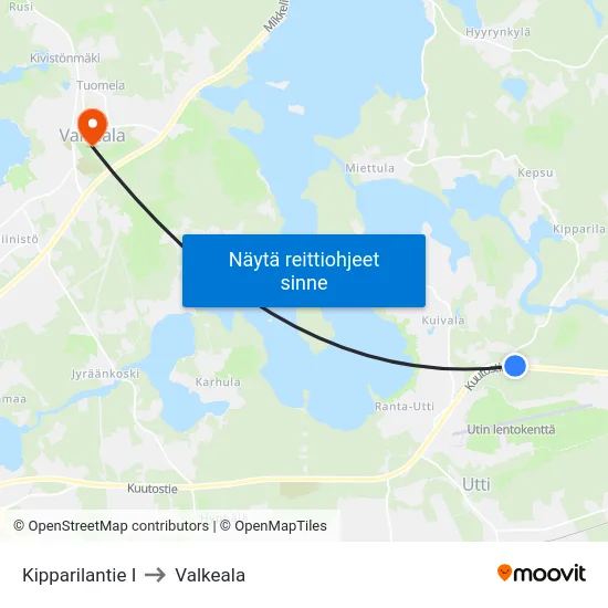 Kipparilantie I to Valkeala map
