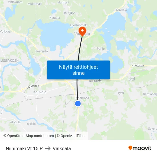 Niinimäki Vt 15 P to Valkeala map