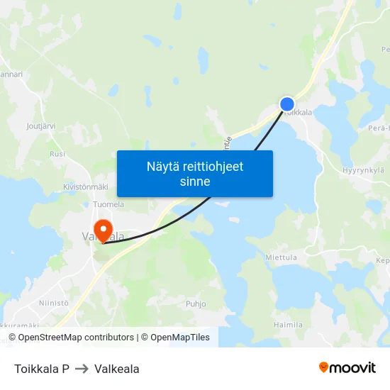 Toikkala P to Valkeala map