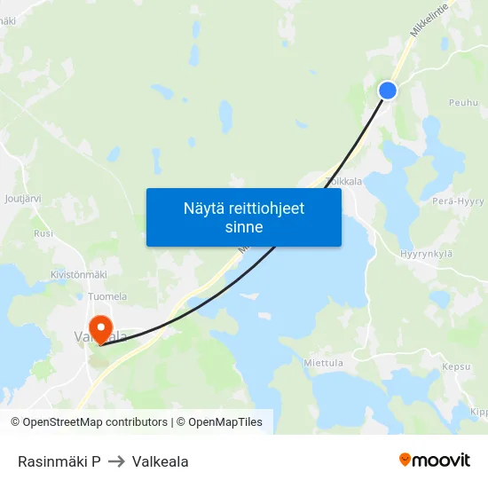 Rasinmäki P to Valkeala map