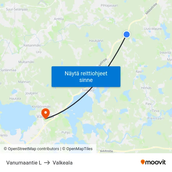 Vanumaantie L to Valkeala map
