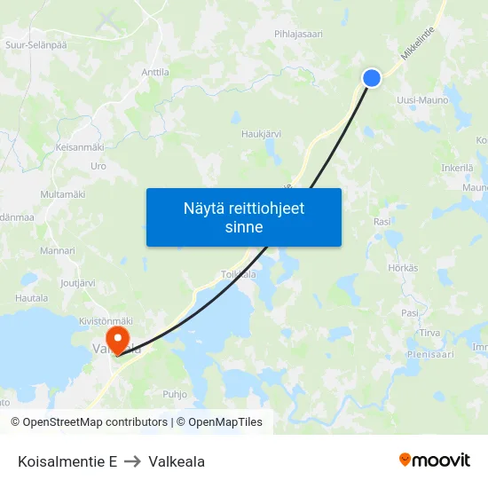Koisalmentie E to Valkeala map