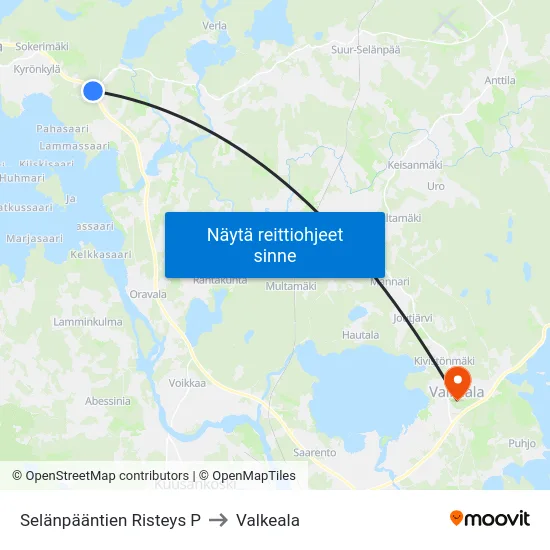 Selänpääntien Risteys P to Valkeala map