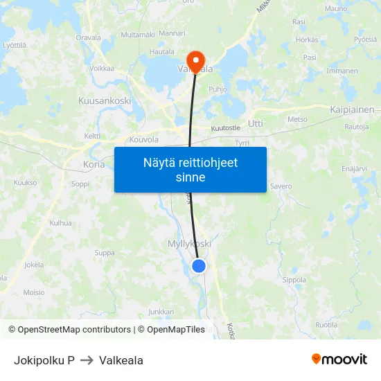 Jokipolku P to Valkeala map