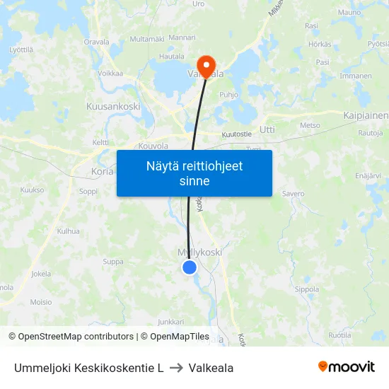 Ummeljoki Keskikoskentie L to Valkeala map