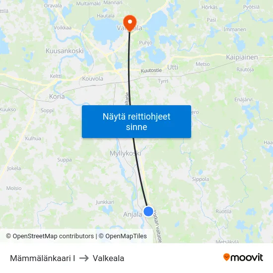 Mämmälänkaari I to Valkeala map