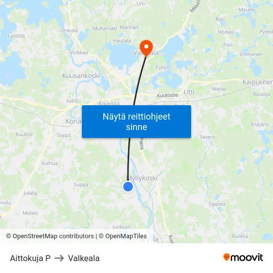 Aittokuja P to Valkeala map