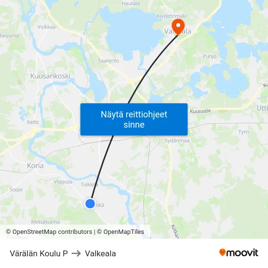 Värälän Koulu P to Valkeala map