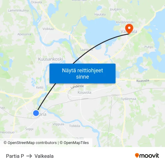 Partia P to Valkeala map